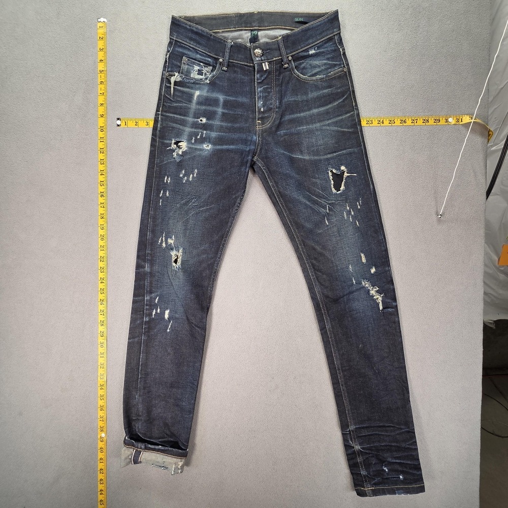 Benetton Jeans Mens Selvedge Wallet Fade Thrashed‎ Whiskers Honeycomb Fits 28x32